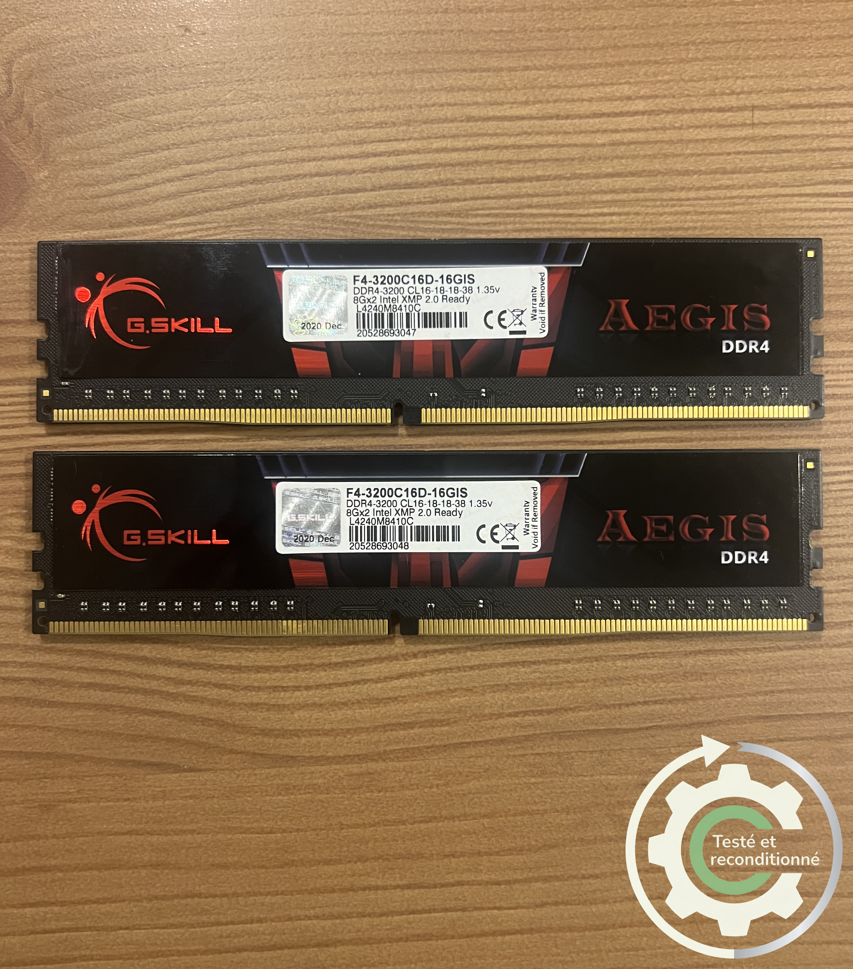 G.Skill Aegis - 16 Go (2x8 Go) - DDR4 3200 MHz CL16 - Reconditionnée