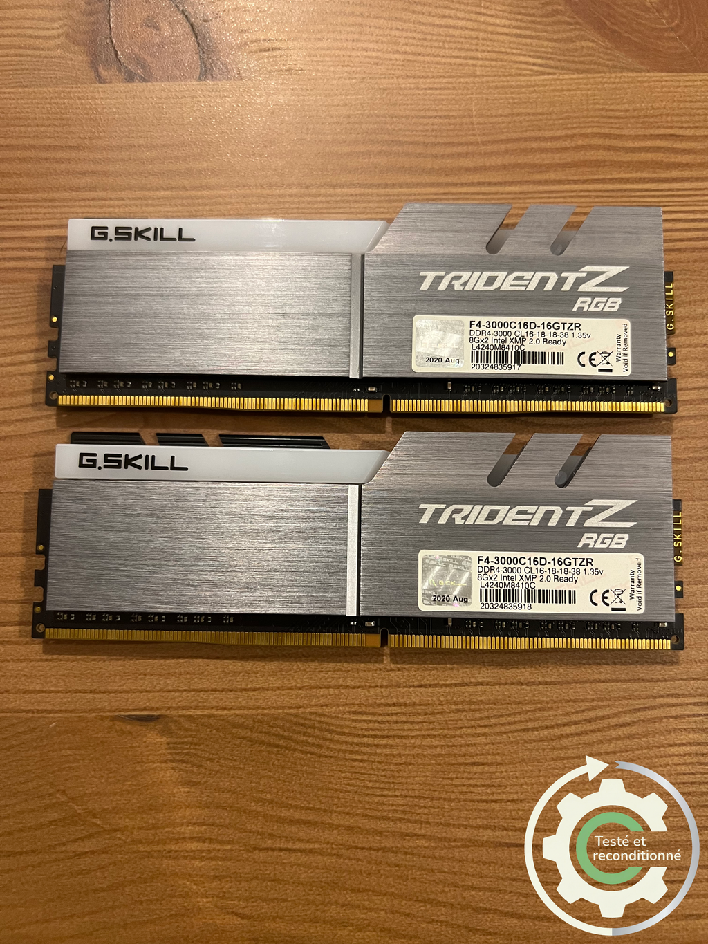 G.Skill TridentZ RGB - 16 Go (2x8Go) - DDR4 3000 MHz - Reconditionnée