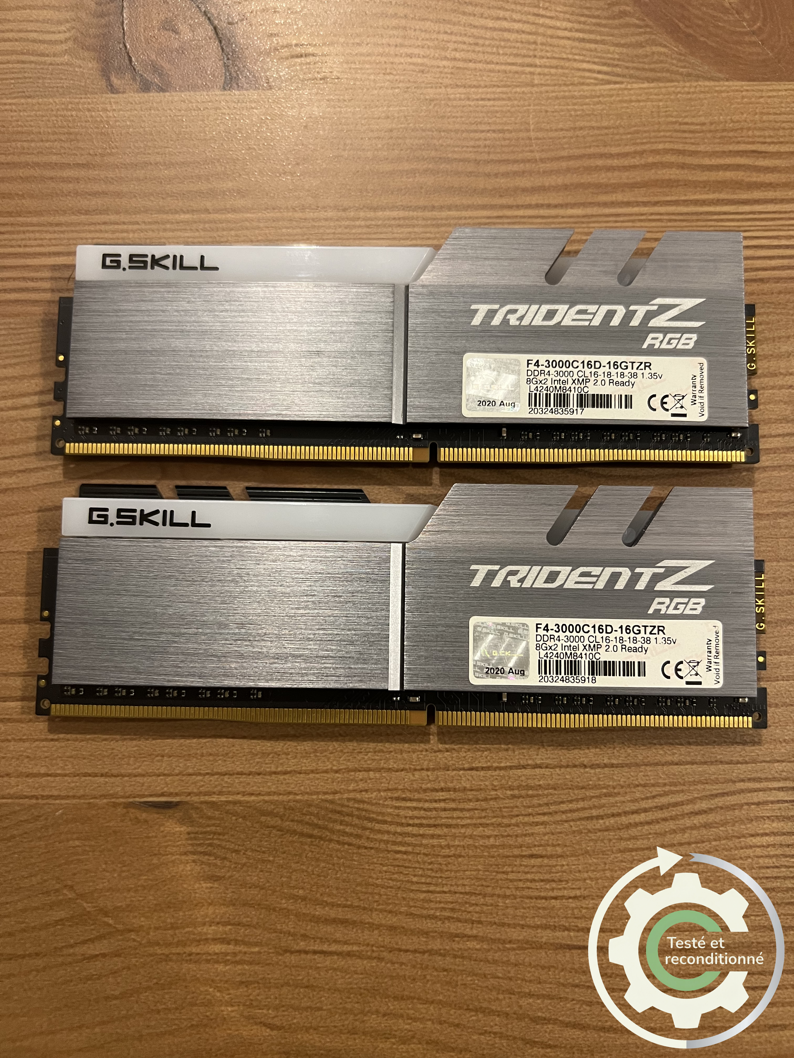 G.Skill TridentZ RGB - 16 Go (2x8Go) - DDR4 3000 MHz - Reconditionnée