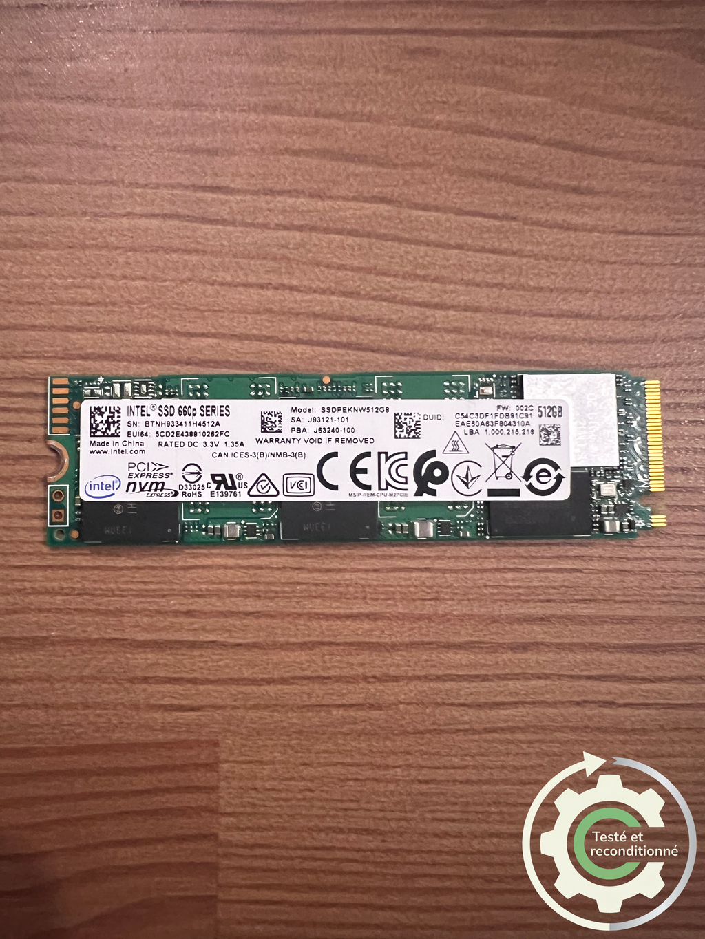 Intel 660p Series SSD - 512 Go NVMe - Reconditionné