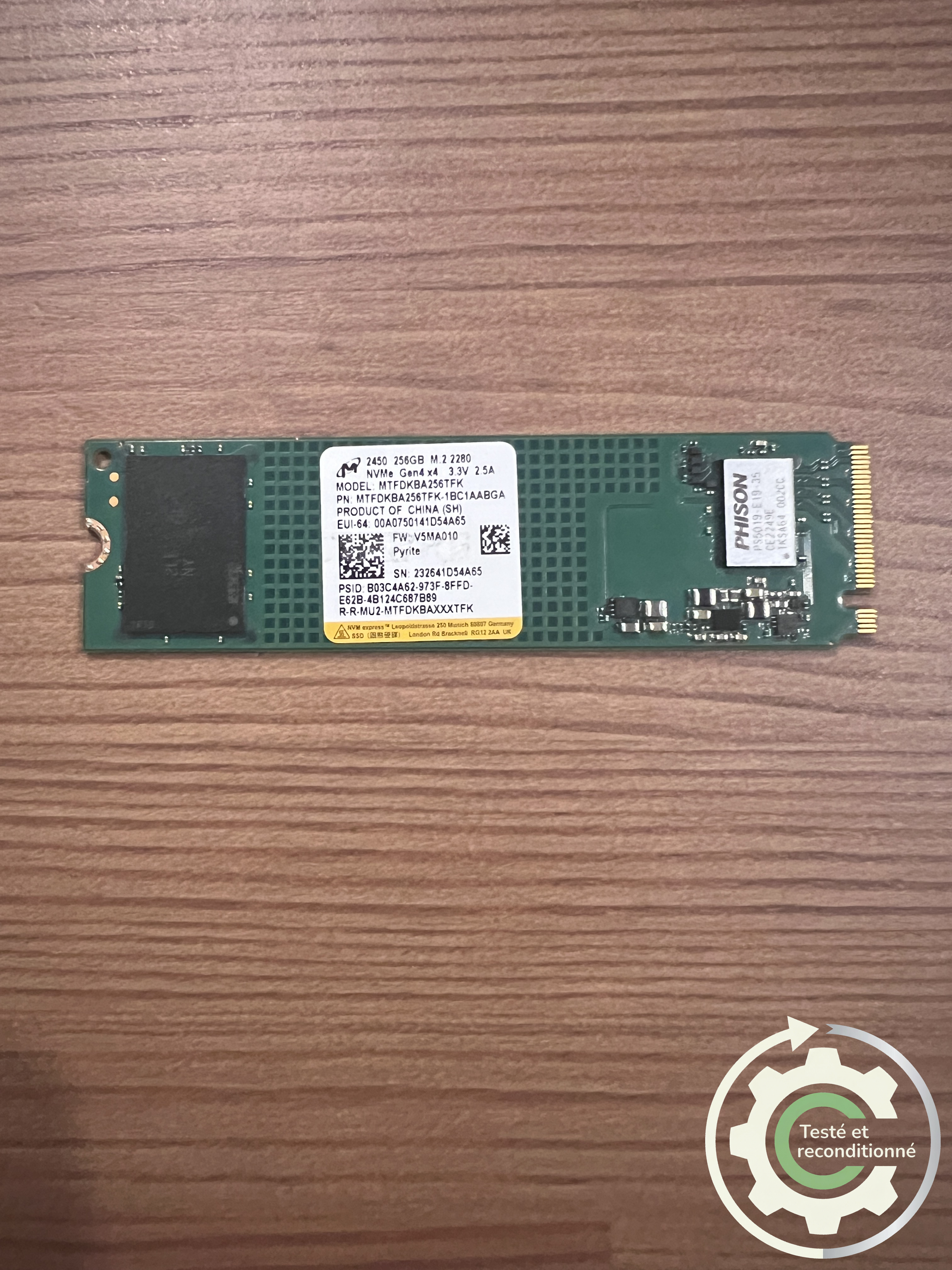 Micron 2450 SSD - 256 Go NVMe - Reconditionné