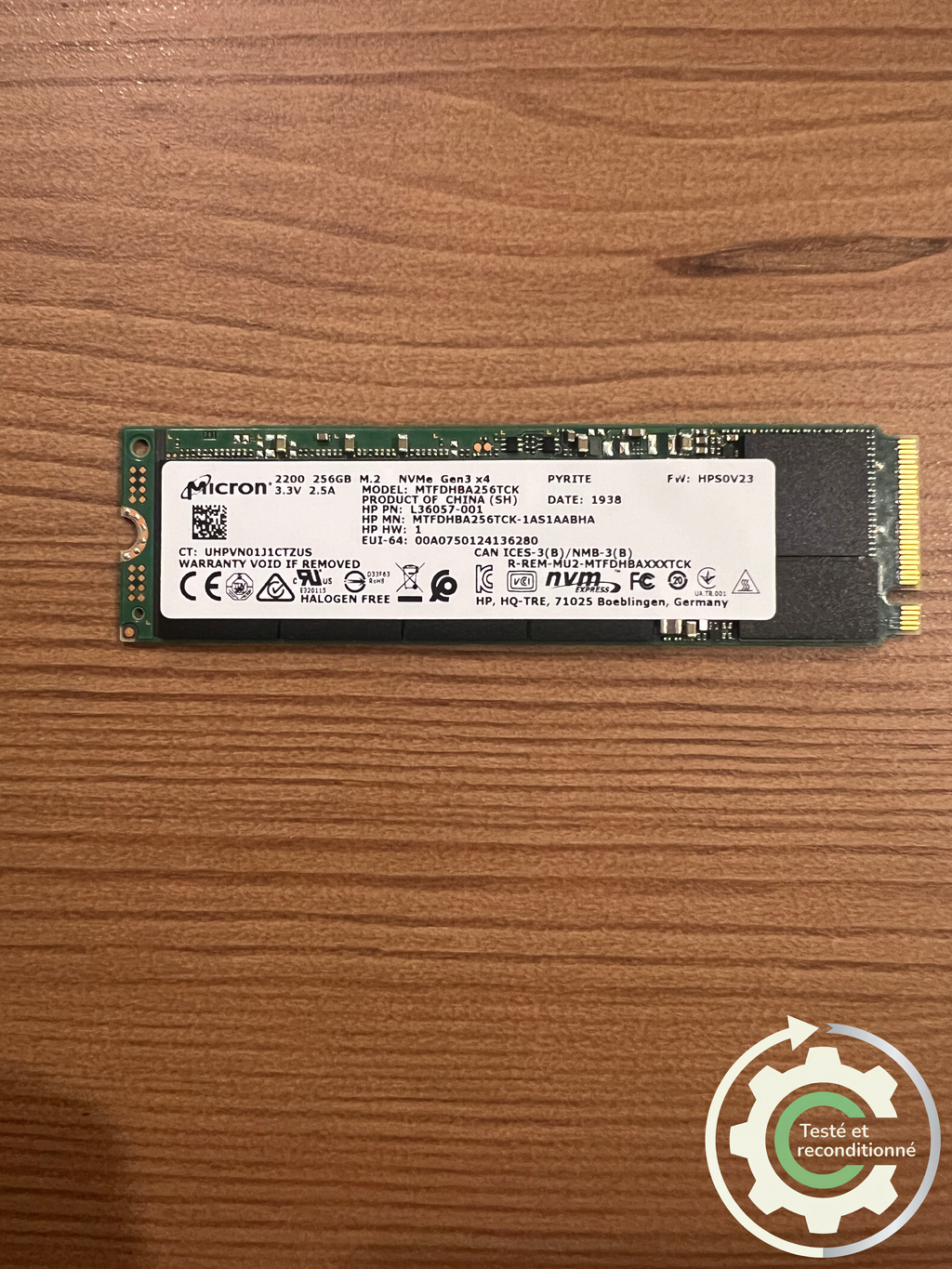 Micron 2200 - MTFDHBA256TCK - 256 Go NVMe - Reconditionné