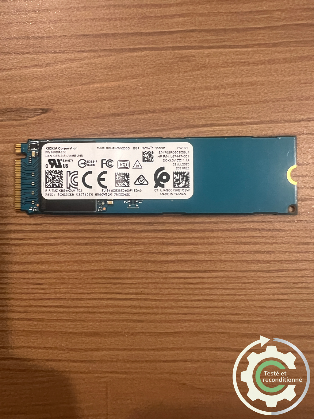 Kioxia KBG40ZNV256G - 256 Go NVMe - Reconditionné