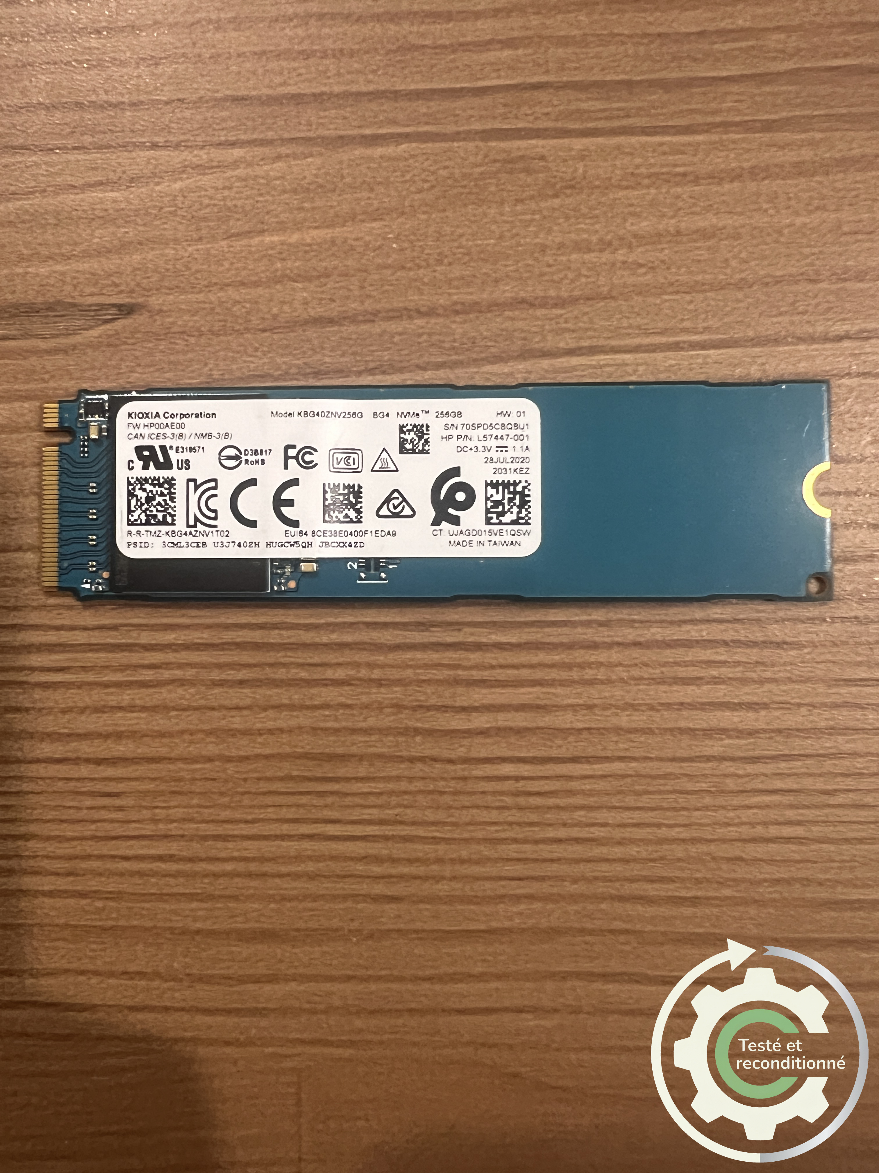 Kioxia KBG40ZNV256G - 256 Go NVMe - Reconditionné