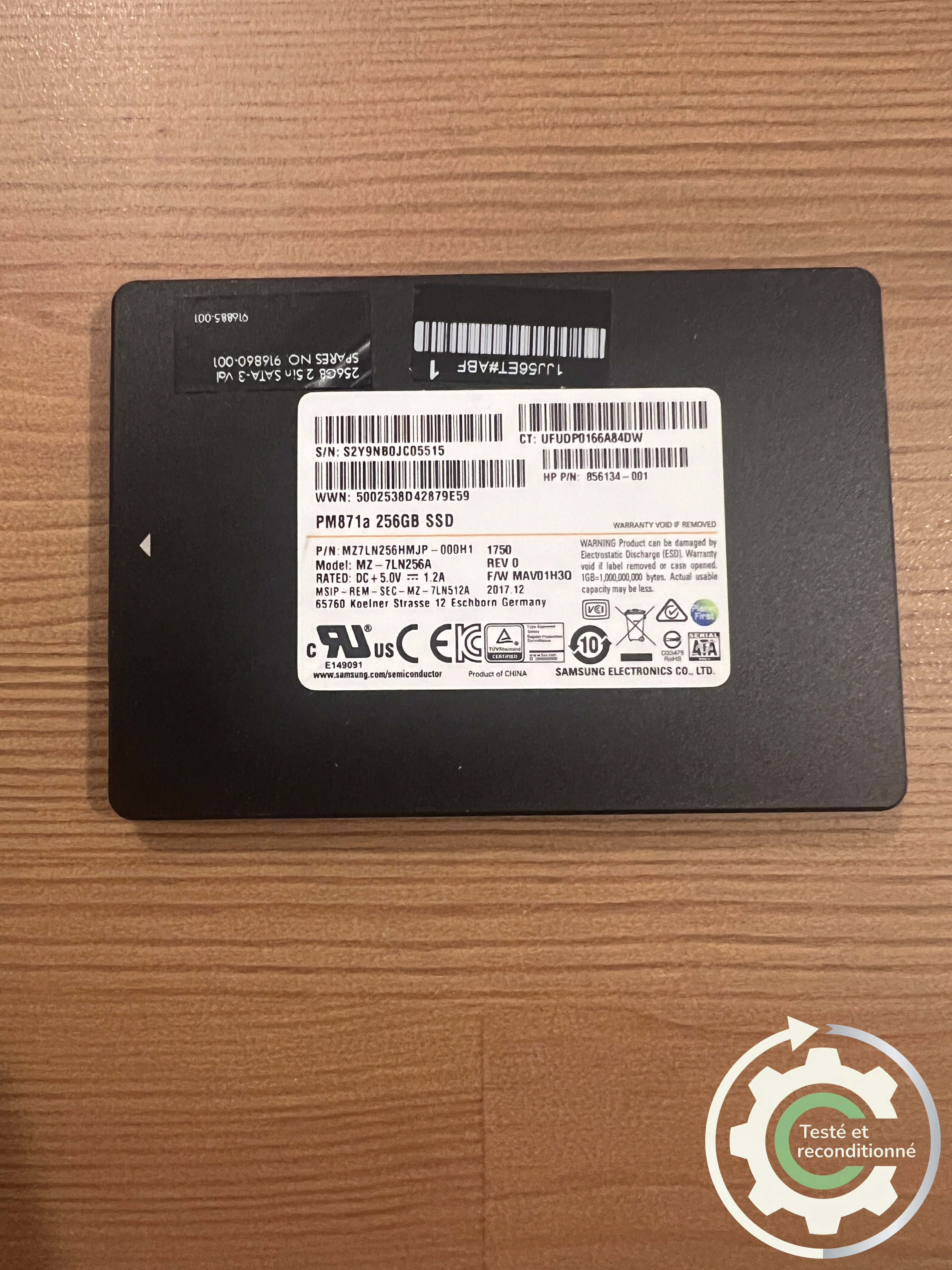 Samsung MZ7LN256HMJP-000H1 - 256 Go SATA - Reconditionné