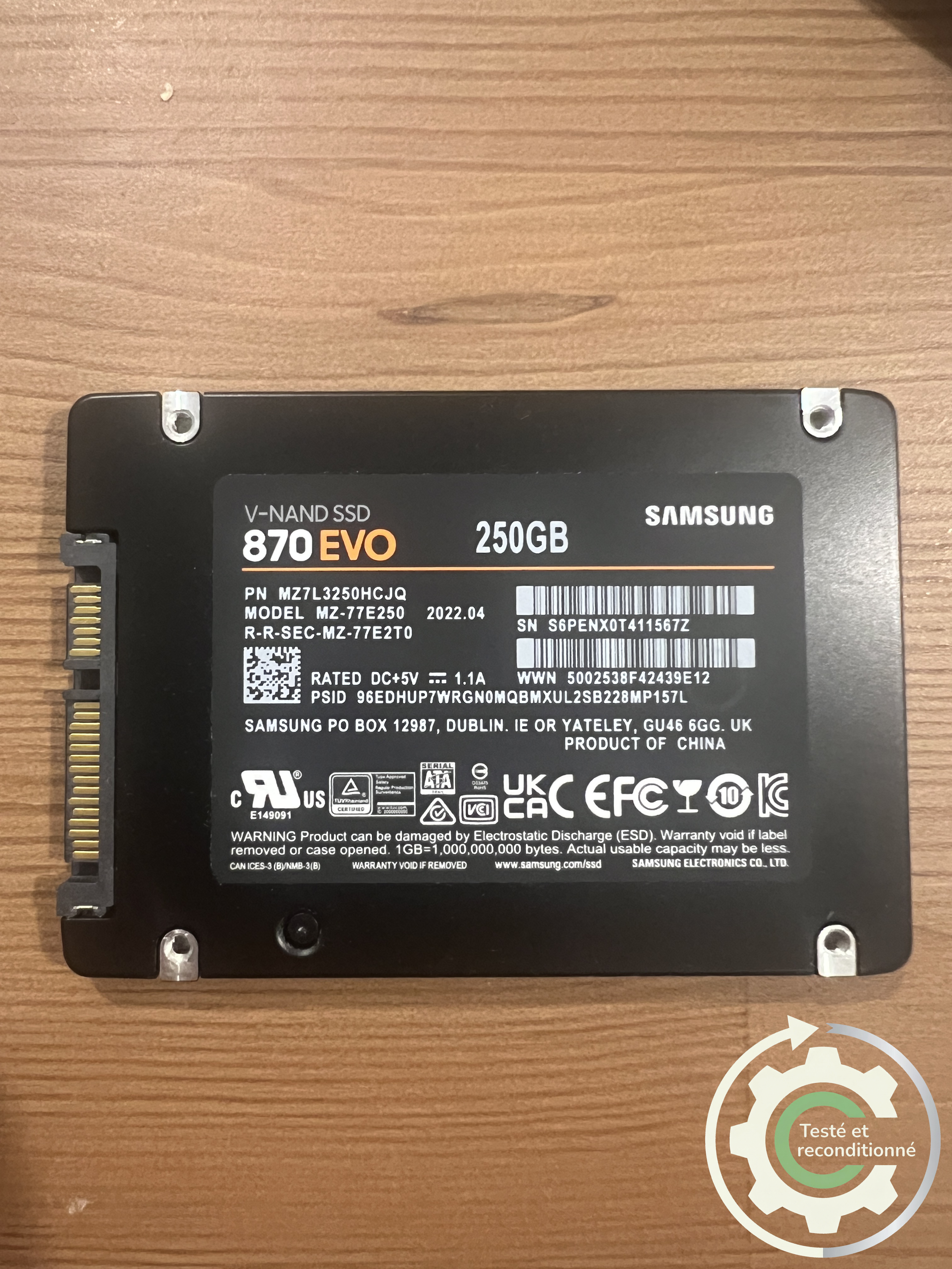 Samsung 870 EVO SSD - 250 Go SATA - Reconditionné