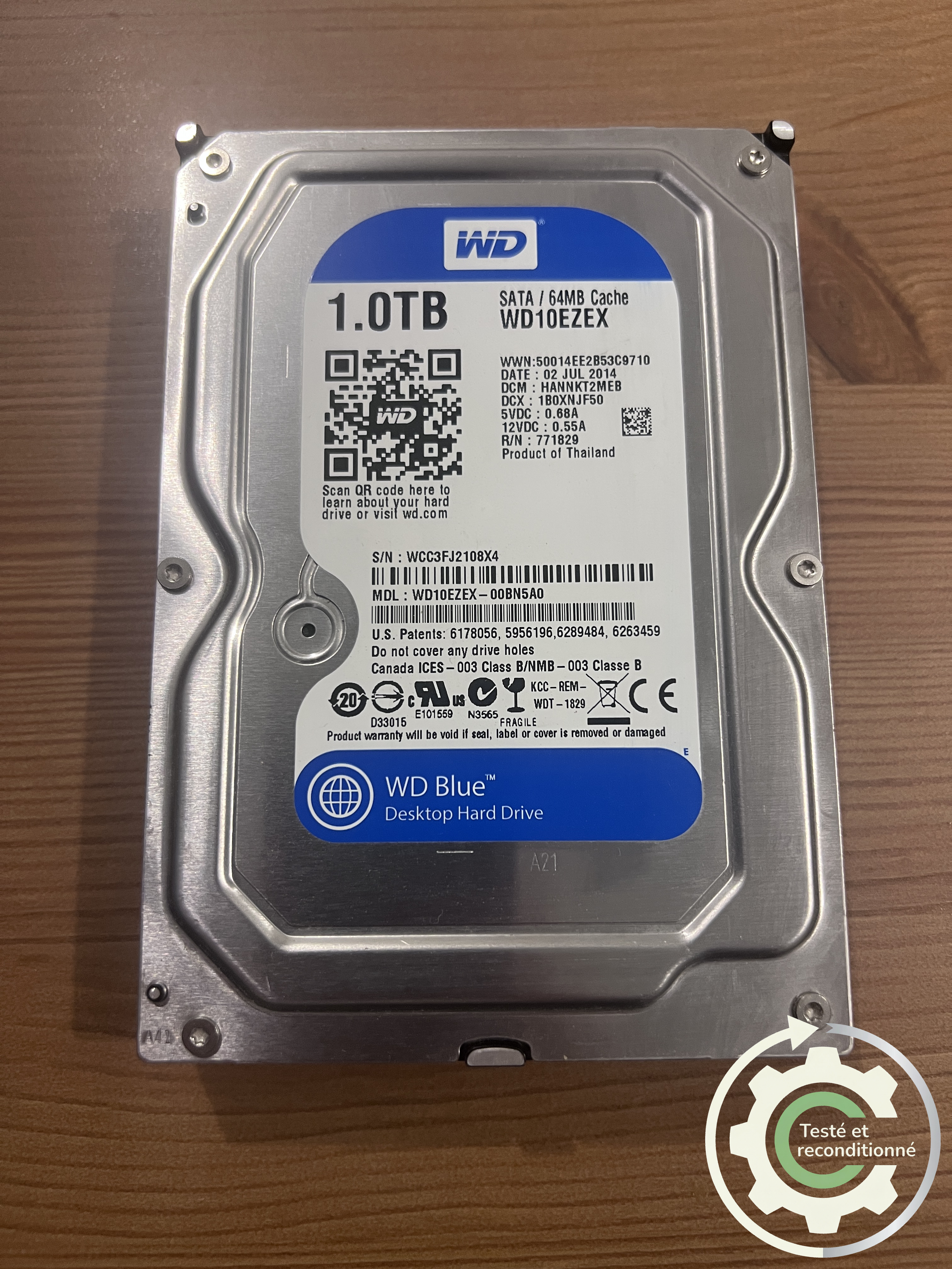 Western Digital WD Blue - WD10EZEX 1 To - Reconditionné
